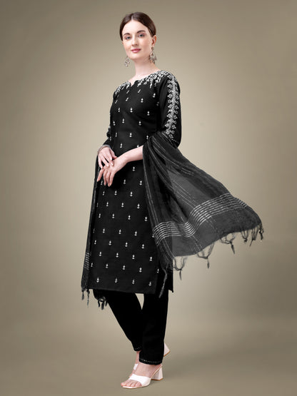 Majestic Moments Embroidery Kurti with Pant and Dupatta Set