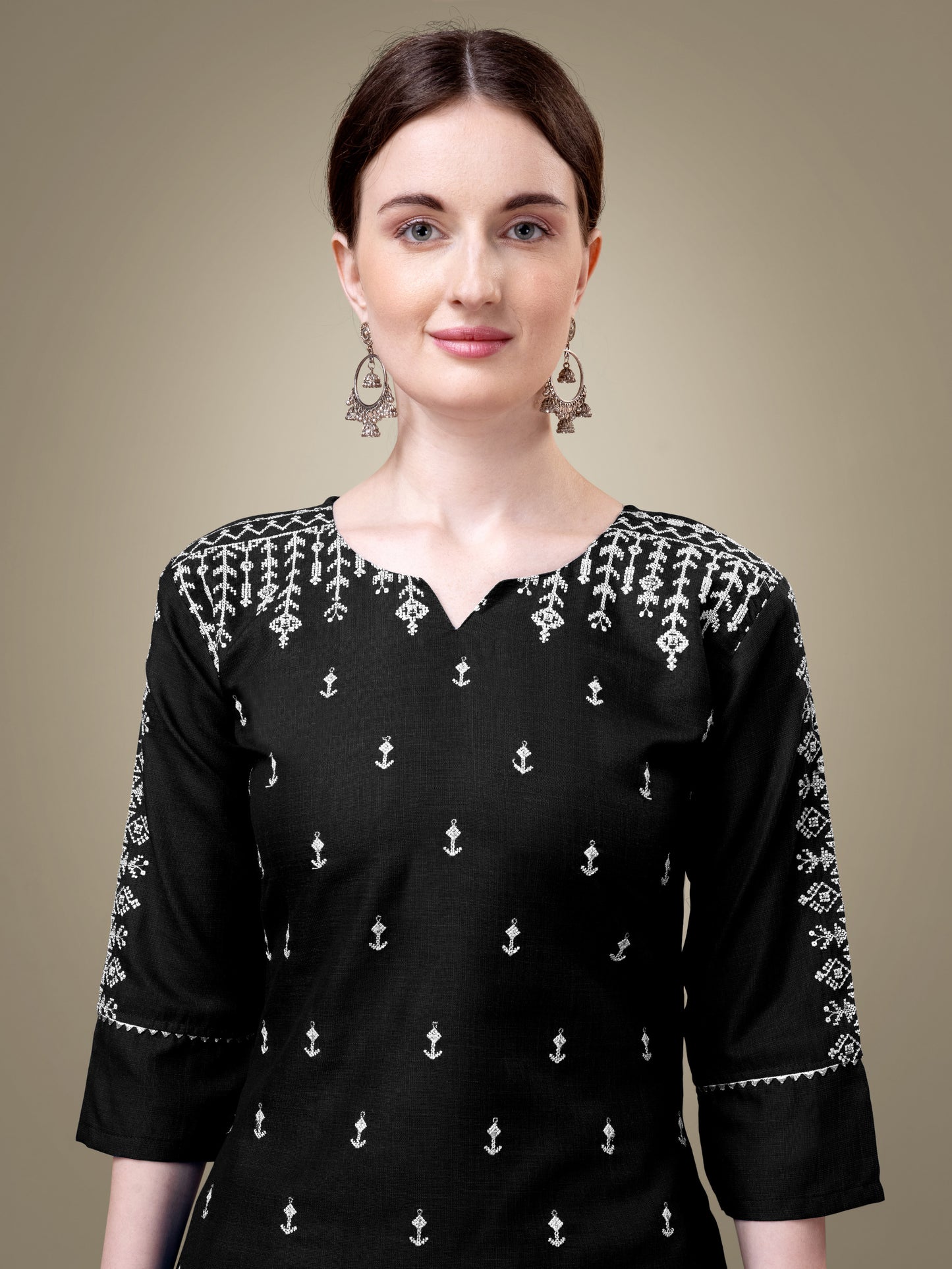 Majestic Moments Embroidery Kurti with Pant and Dupatta Set