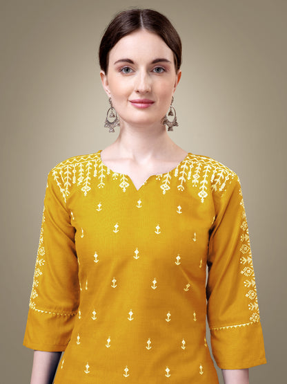 Majestic Moments Embroidery Kurti with Pant and Dupatta Set