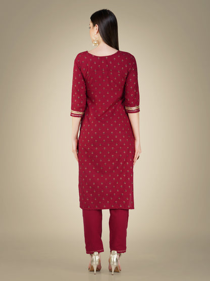 Elegant Heritage Embroidery Kurti with Pant and Dupatta Set