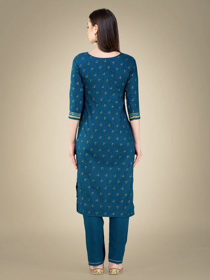 Elegant Heritage Embroidery Kurti with Pant and Dupatta Set