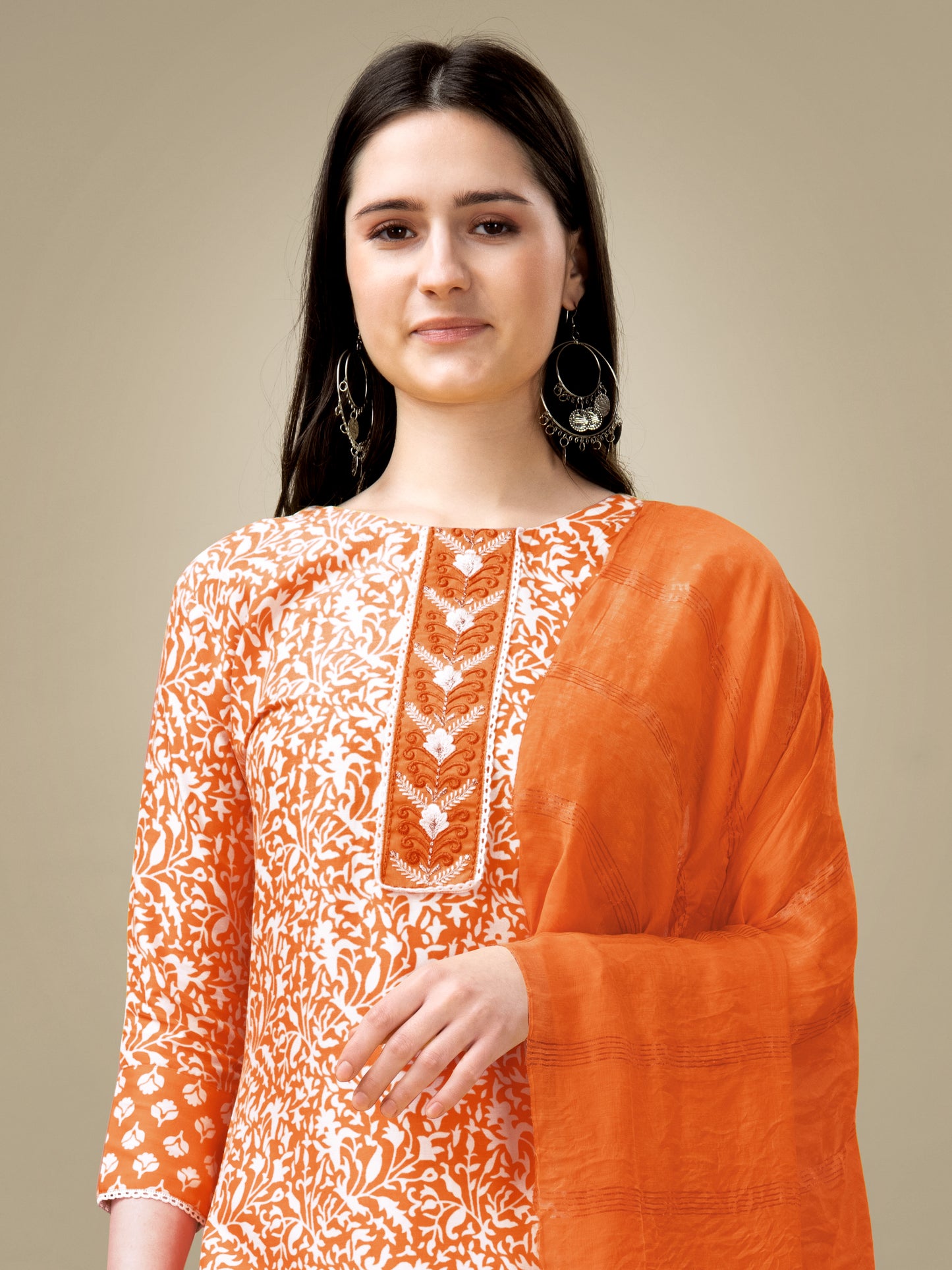 Majestic Flair Women's Embroidery Kurti with Pant and Dupatta Set