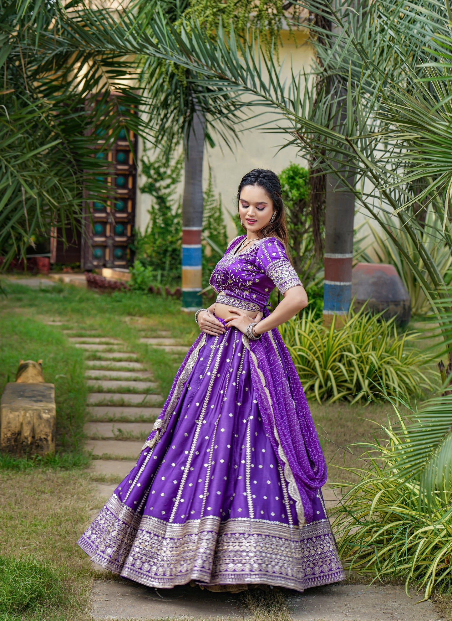 Purple Colour Embroidery With Sequence Work Lehenga Choli