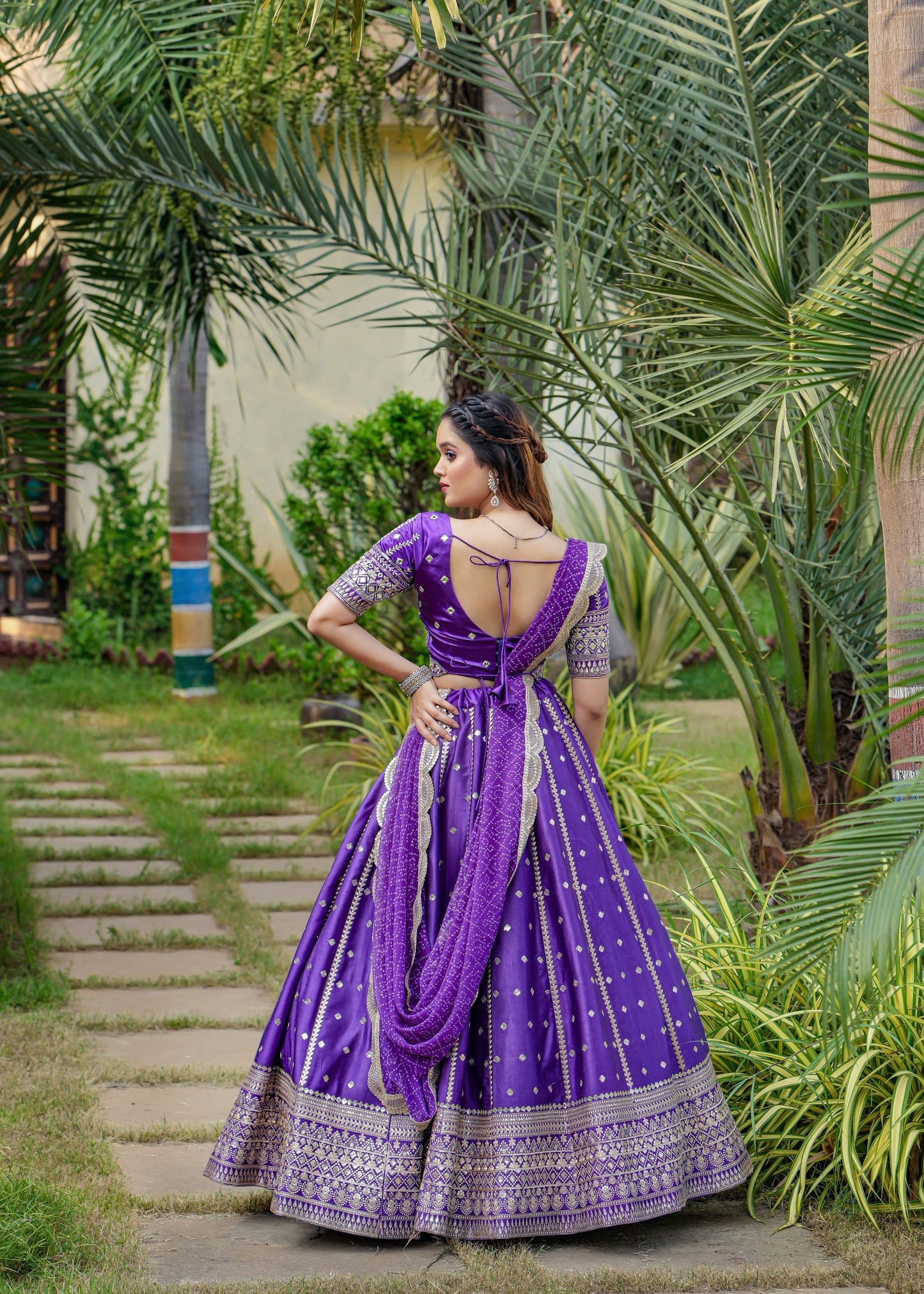 Purple Colour Embroidery With Sequence Work Lehenga Choli