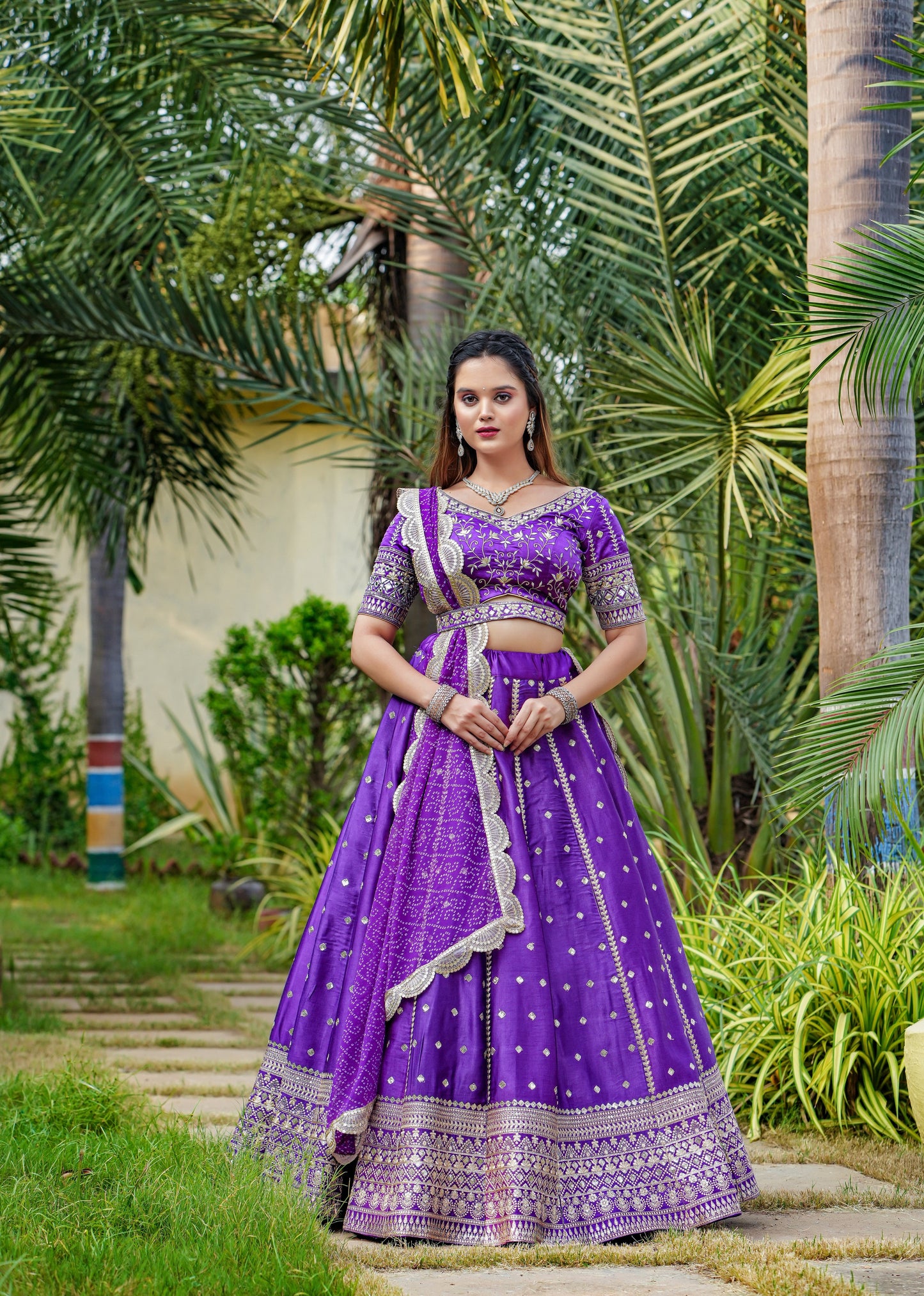 Purple Colour Embroidery With Sequence Work Lehenga Choli