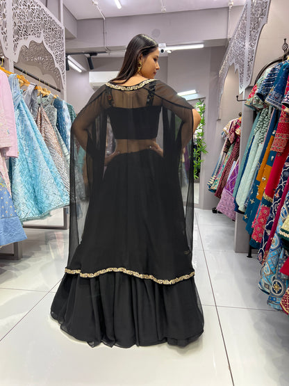 Sophisticated Black Georgette Lehenga choli Ensemble.