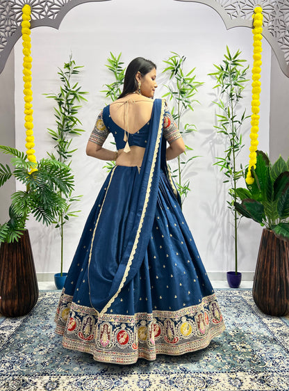 Chic Rama Damaniya Lehenga Choli with Zari and Sequence Work