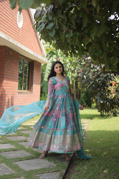 Whispering Wisteria  Designer Readymade Gown-Dupatta Collection