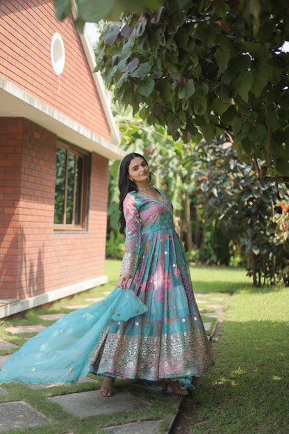 Whispering Wisteria  Designer Readymade Gown-Dupatta Collection