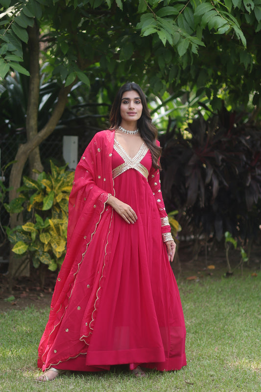 Amethyst Aurora Luxurious Designer Ready-Made Gown-Dupatta Set