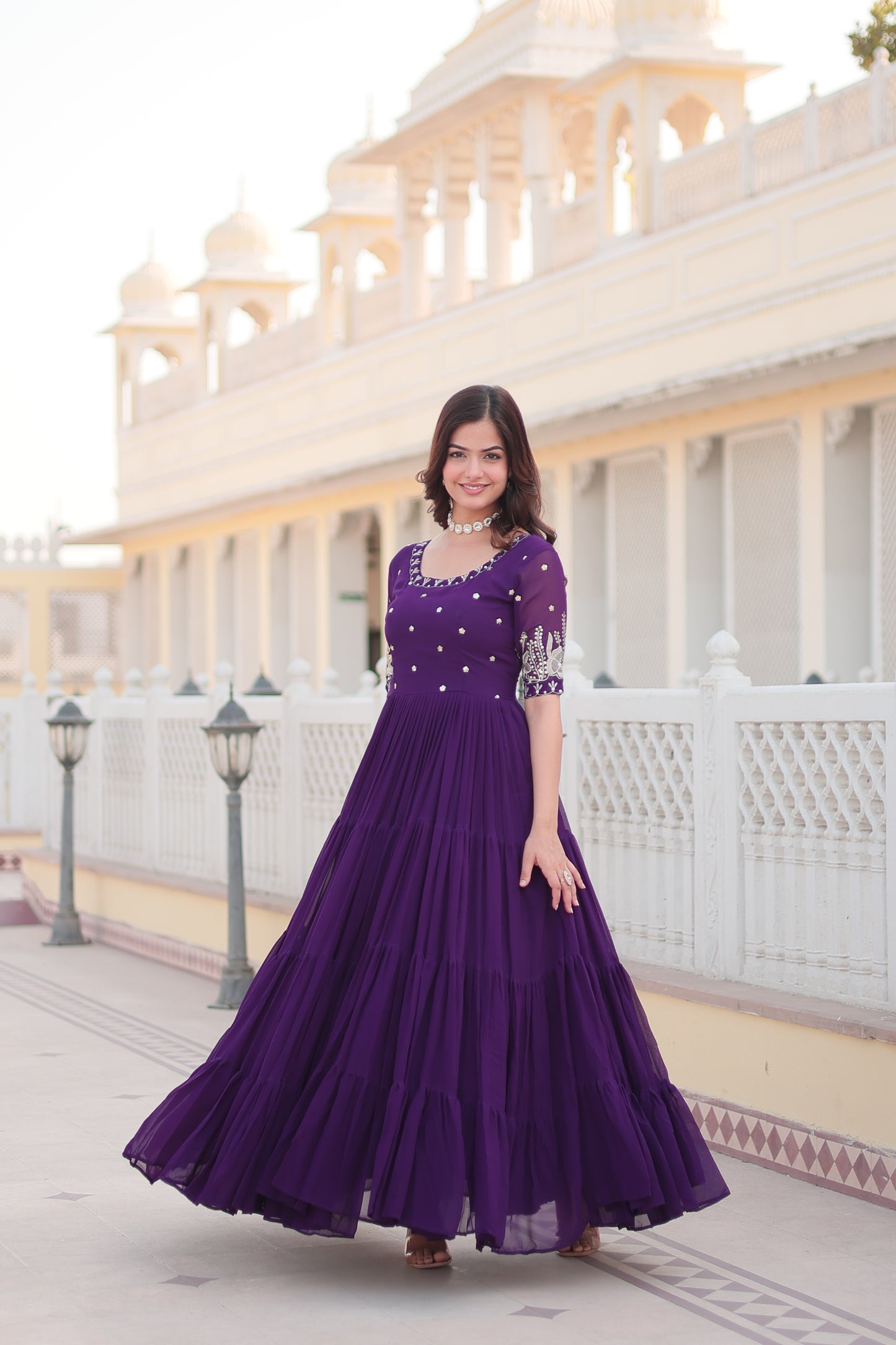 Moonlit Mirage Night Sky Elegance Gown Set