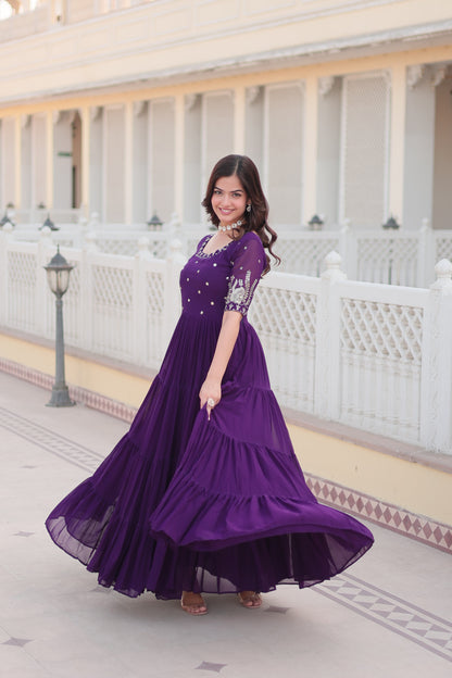 Moonlit Mirage Night Sky Elegance Gown Set