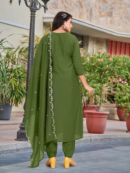 Graceful Gleame Embroidered kurta with pant and dupatta set