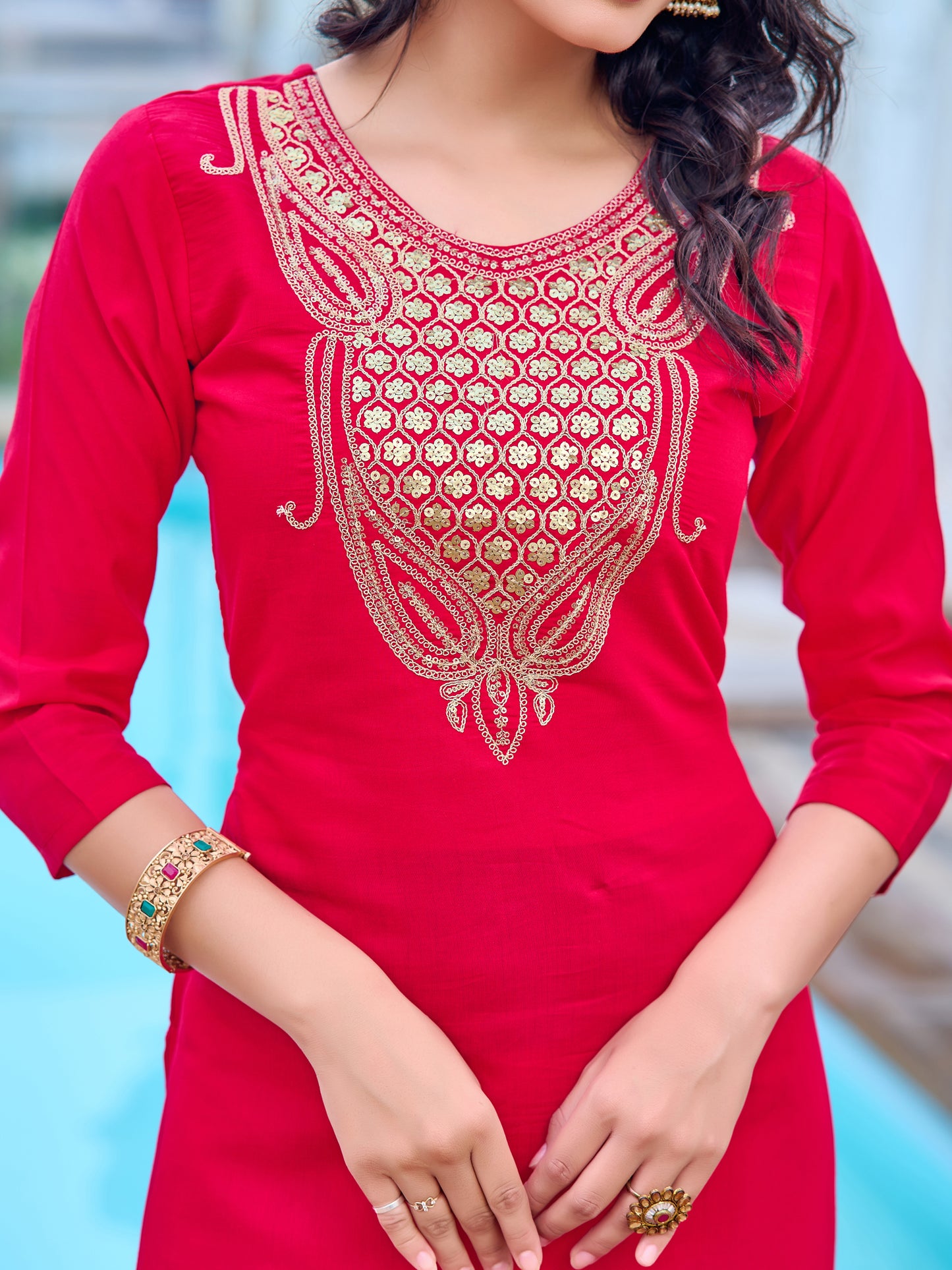 Graceful Gleame Embroidered kurta with pant and dupatta set