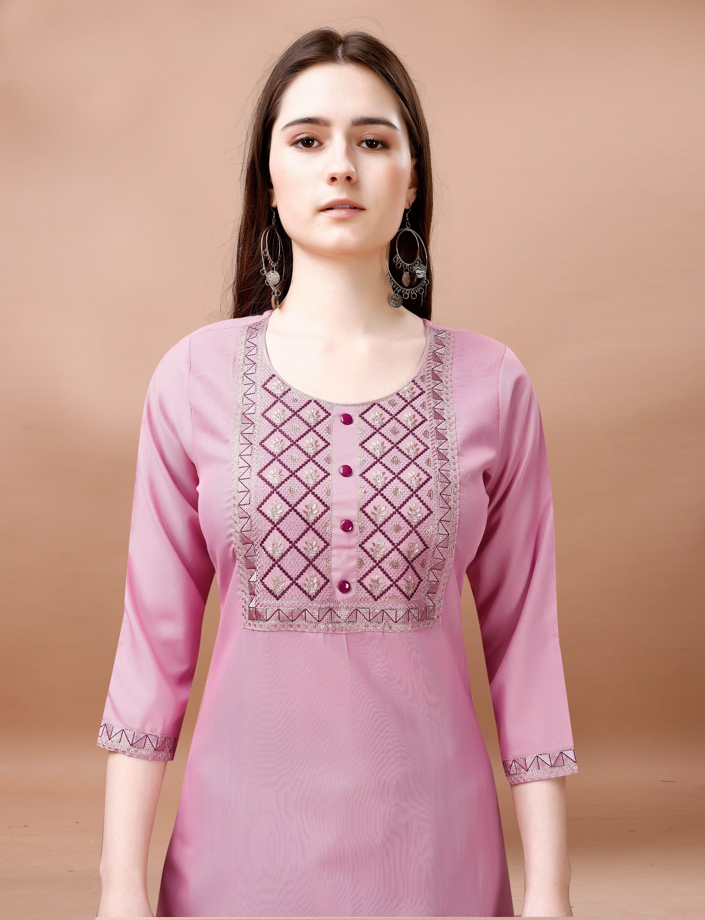 Women Cotton Blend heavy embroidery Kurta With Pant And Dupata Set