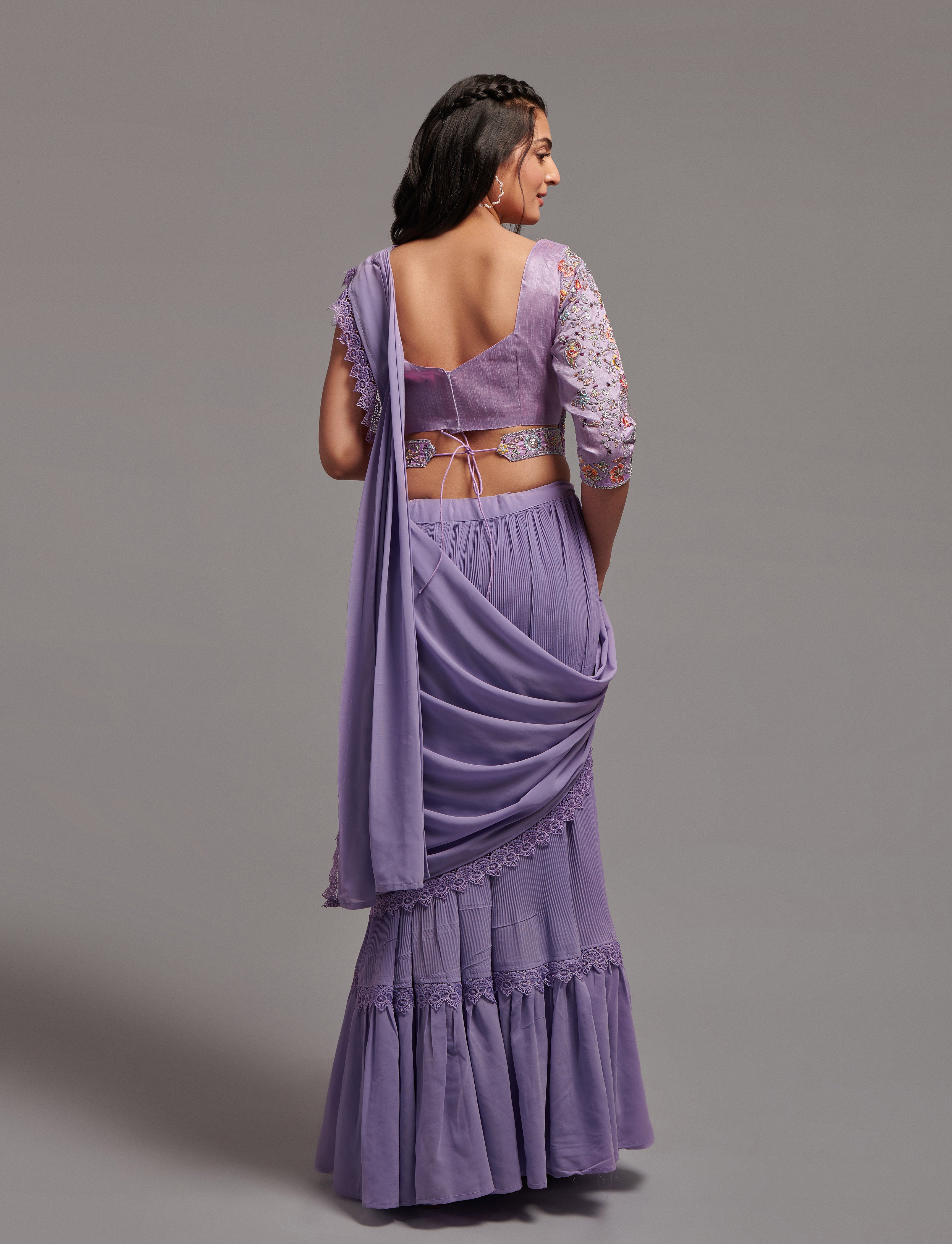 Ready-to-Wear Lehenga Saree with Embroidered Blouse