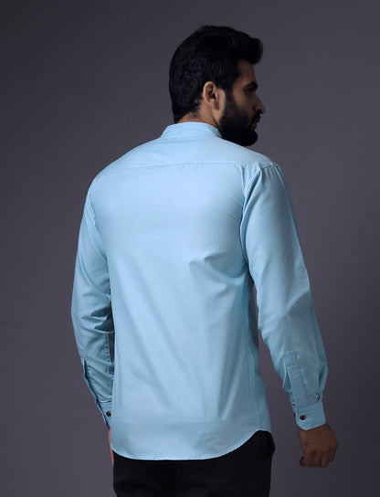 Men's Fancy Kurta Style Cotton shirt (SKY)