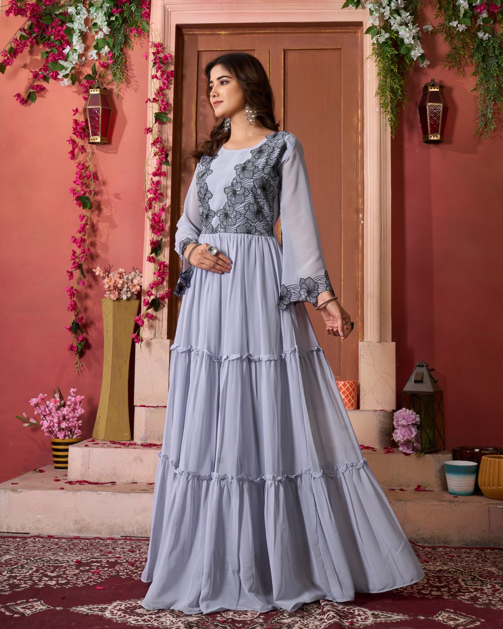 Women Sequence Embroidered  Georgette Gown Series