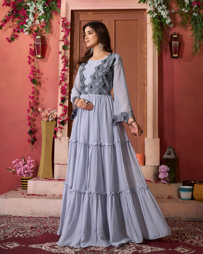 Women Sequence Embroidered  Georgette Gown Series