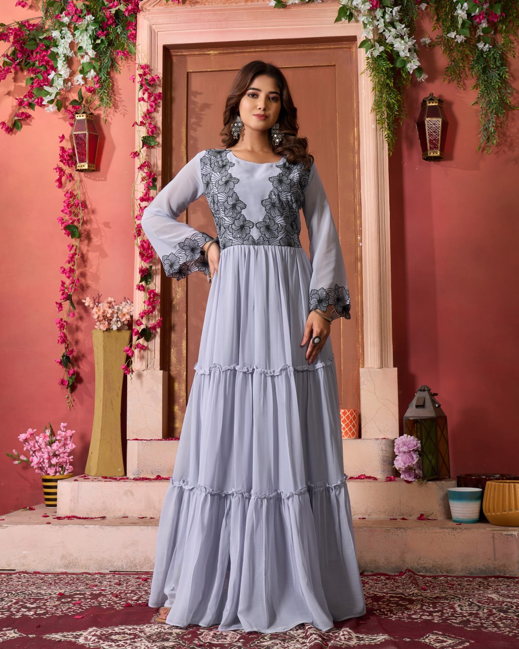 Women Sequence Embroidered  Georgette Gown Series