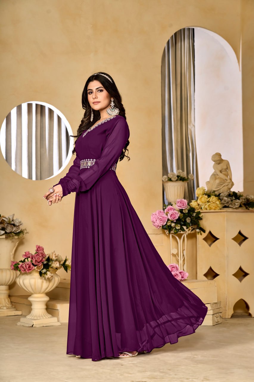 Women's Sequence Embroidered Georgette Gown Series