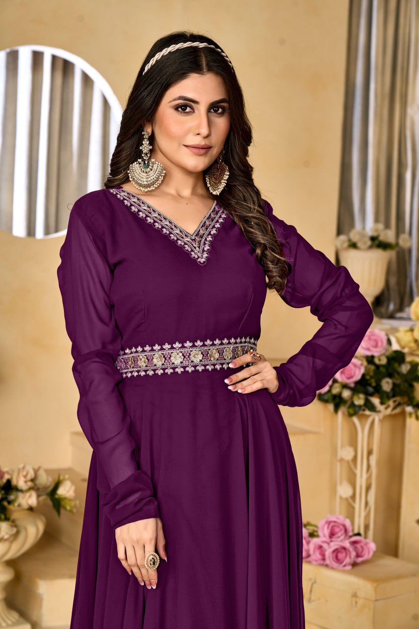 Women's Sequence Embroidered Georgette Gown Series