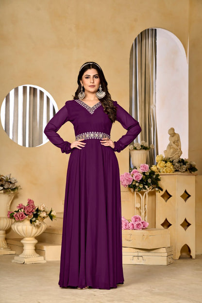 Women's Sequence Embroidered Georgette Gown Series