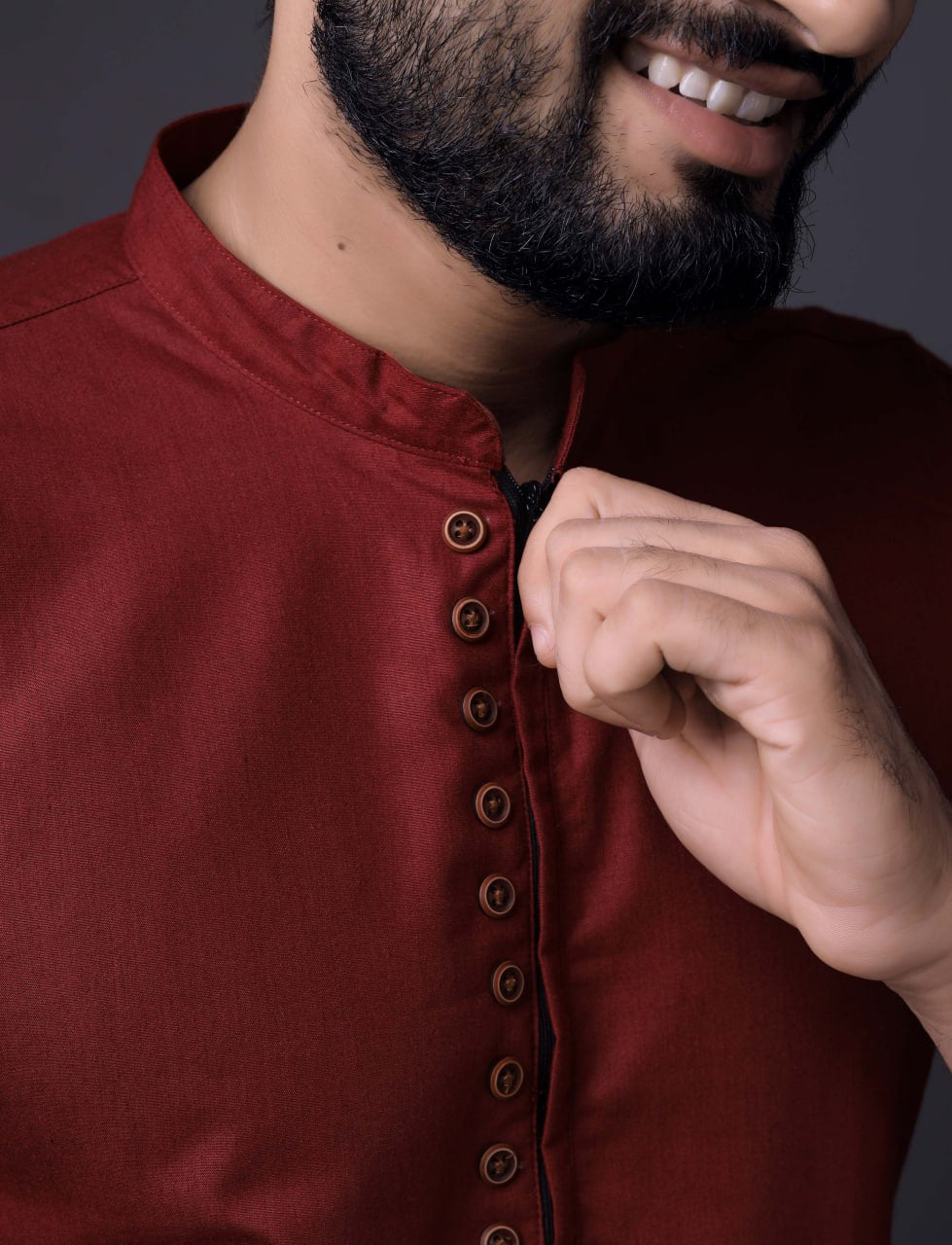 Men's Fancy Kurta Style Cotton shirt ( Maroon)