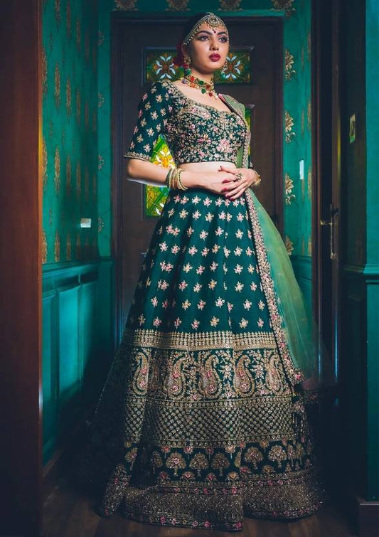 Satin Dreams: Designer Embroidered Lehenga