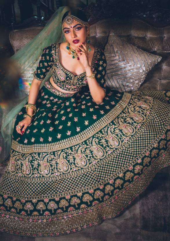 Satin Dreams: Designer Embroidered Lehenga