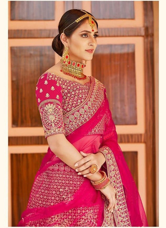 Latest Designer Satin Embroidery Work Lehenga Choli (Free Size- Semi-Stiched)